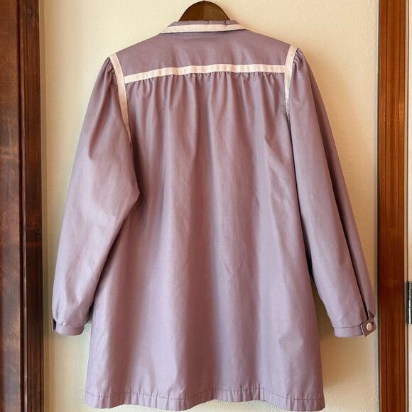 VTG 60s 70s London Fog Trench Coat Midi Length Pastel Purple White Trim Size 12 - Picture 4 of 8